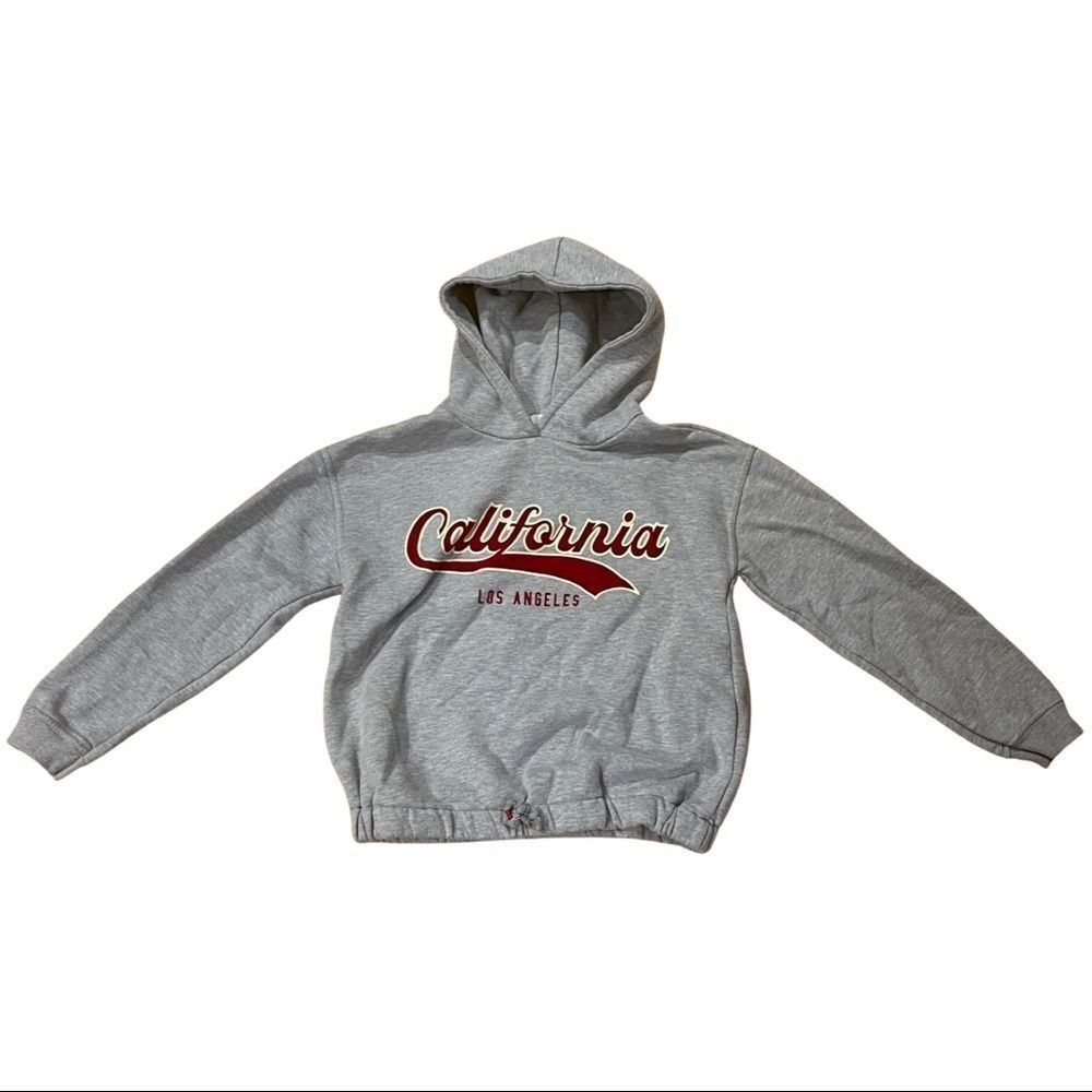 𝅺ZARA Kids Size 13-14 California light Grey Hoodie Sweatshirt 